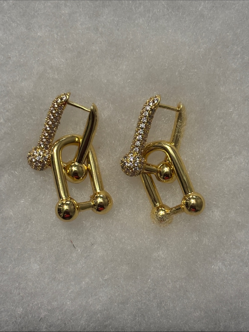 Tiffany & Co. Inspired Gold-Tone & Diamond Drop Link Earrings